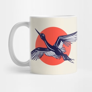 Vintage Sketch of a Japanese Crane Mug